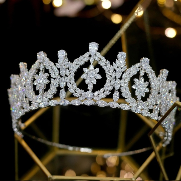 Accessories - Crystal crown tiara for wedding hand made